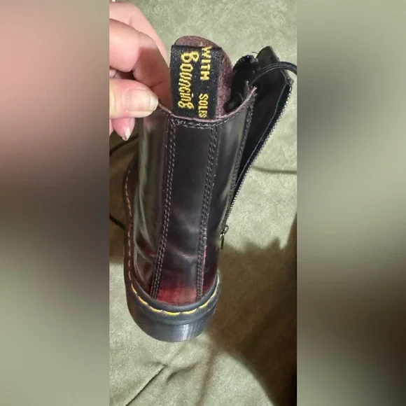 Dr. Martens Black and Burgundy Combat Boots - Picture 9 of 11